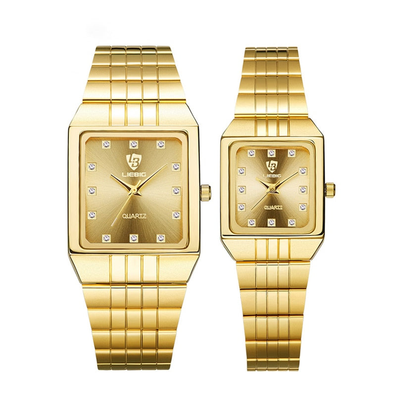 Golden Quartz Squared Watch